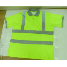 High Visibility Reflective Polo Shirt with Grey Rib Collar